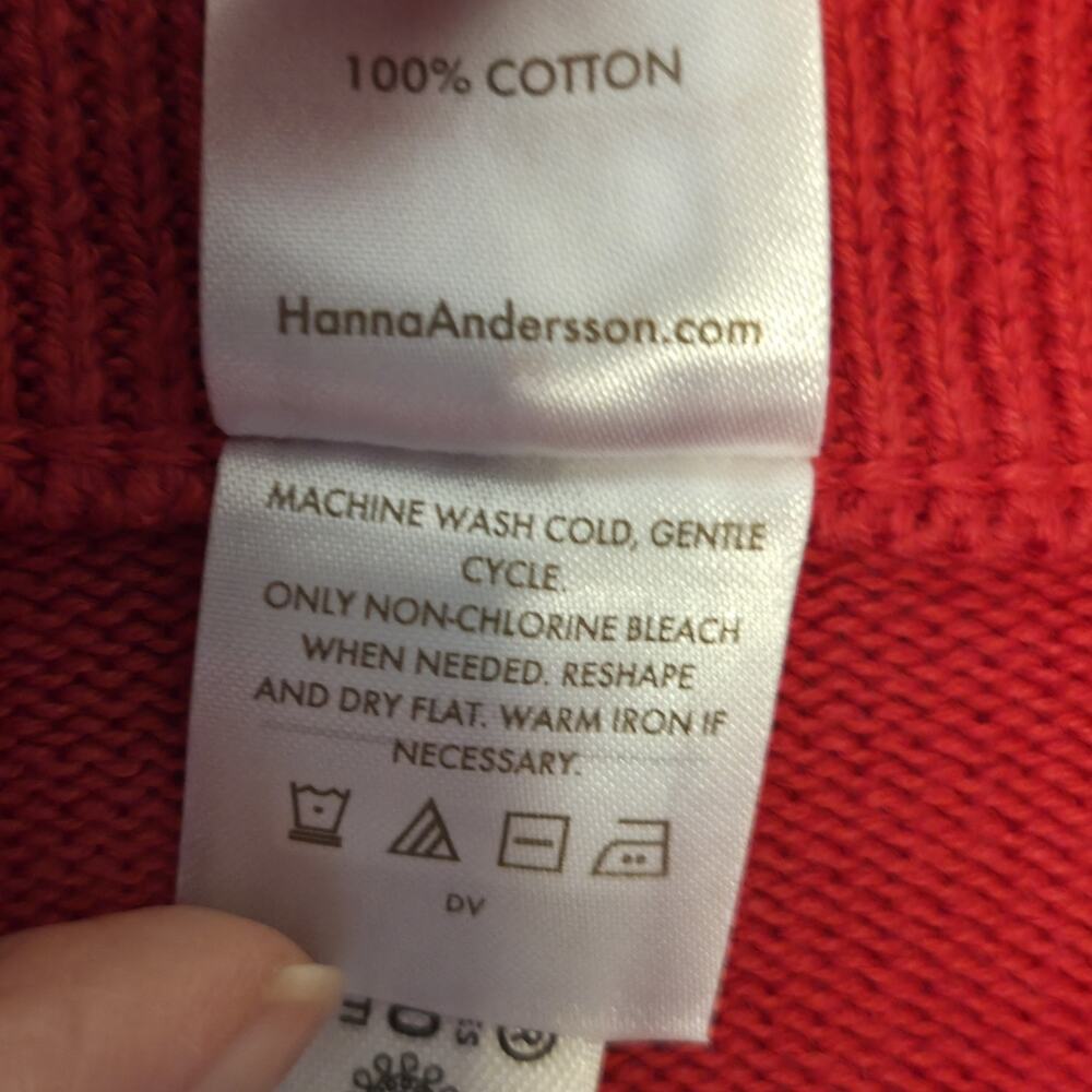 Hannah Andersson Womens M Red Fair Isle Open Cardigan Sweater Polar Bears Cotton - Picture 5 of 10